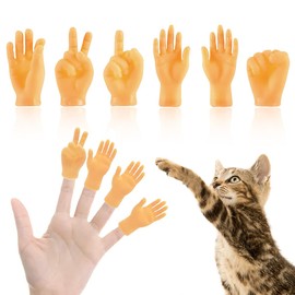 Pack of 6 Mini Hands Finger Puppets, Small Hands, Tiny Hands, Hands Finger Puppet Set, Rubber Finger Puppets, Left and Right Hand, Finger Puppets Prank Toy for Pets, Cats, Children, Games Party