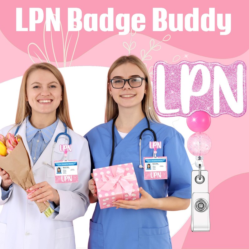 LPN Nurse Badge Buddy with Badge Reel Retractable Nursing ID