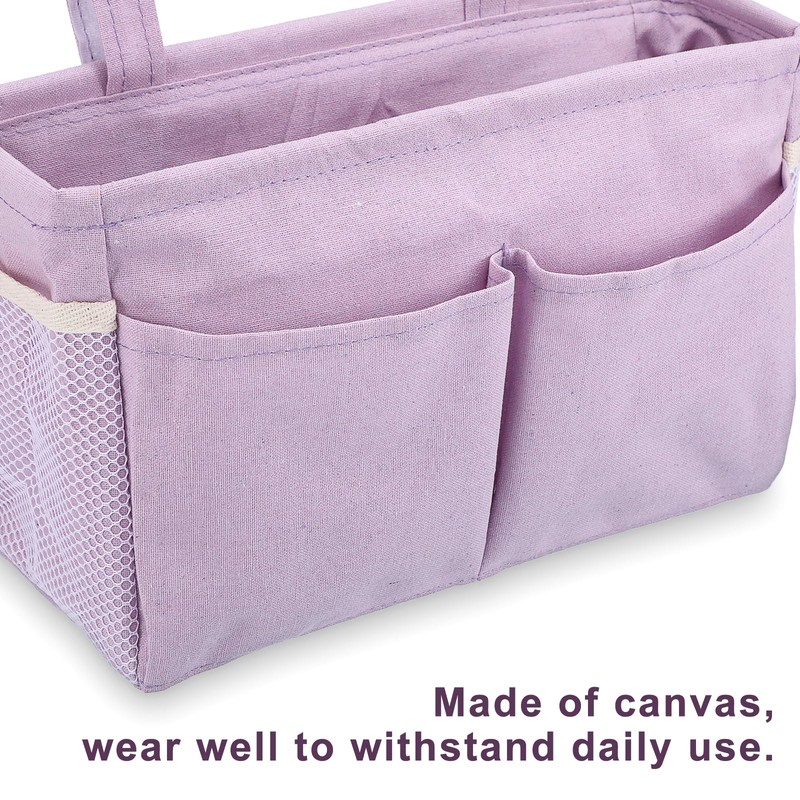 IGNPION Canvas Bedside Hanging Storage Bed Pockets Baskets-Adjustable Hanging Tape