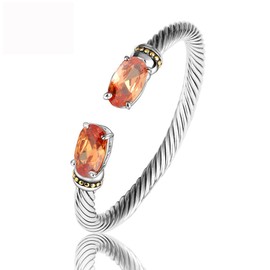 UNY Stainless Steel Cuff Bangles Crystal Mosaic Bracelet Bangle for Women Fashion Jewelry BR75854 (Champagne)