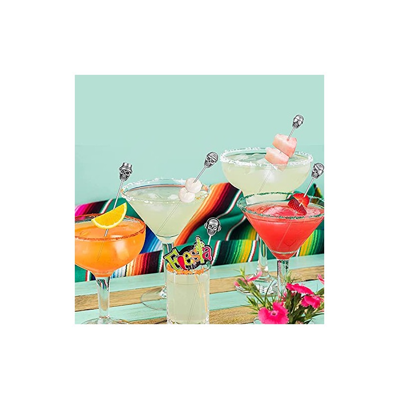 SUMPIGGER Reusable 6Pcs Skull Cocktail Picks Martini Picks Reusable Olive