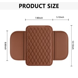 Upgraded Car Center Console Cover,Microfiber Leather Car Armrest Cover Cushion with 2 Storage Bags,Universal Car Armrest Storage Box Car Accessories for Most Vehicles (Brown)