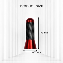 PVOTAWP Carbon Fiber Car Short Antenna, 1.43 Inch Universal Stubby Antenna Decoration Replacement, Mini Aerial Antenna with Aluminum Threading Screw for FM AM Radio Reception (Red)