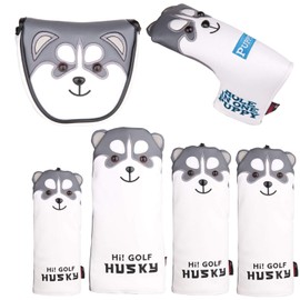 Golf Headcover Driver 440cc 460cc / Wood FW/Utility UT/Putter Cover Mallet Magnetic Type (Compatible with Odyssey 2Ball) / Pin Type (Fits Scotty Cameron Odyssey) Dog (For Wood FW)