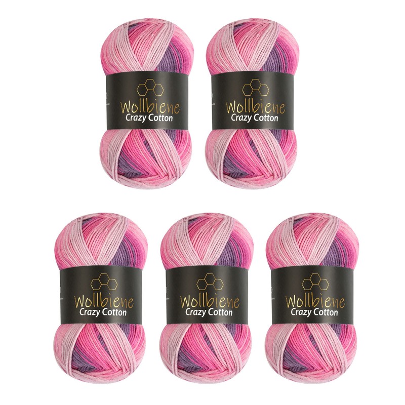5 x 100 g Wollbiene Crazy Cotton Batik, 500 g