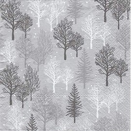 20 Napkins Silver Forest Trees Winter Christmas Table Decoration 33 x 33 cm