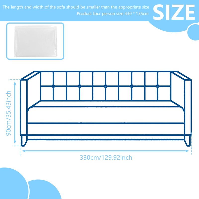 GOKENA Clear Thicker Couch Cover, Scratch Proof Plastic Furniture Covers,