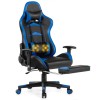 Gaming Chair Blue PU Leather 4D Armrest Manual Recliner Swivel