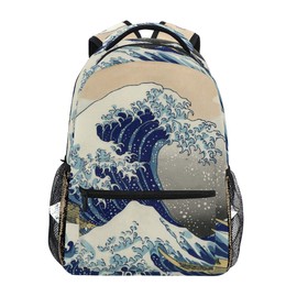 WIHVE School Backpack Great Wave Kanagawa Bookbag Travel Ruckack One_Size