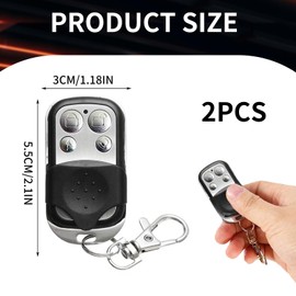 2 Pack Universal 433MHz Garage Door Remote Control Key Fob, Electric Gate Opener, Wireless Cloning Key Fob for Garage, Electric Gates, Universal Garage Door Opener Remote (Set B)