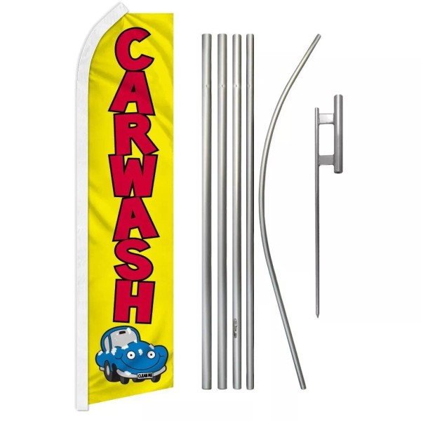 RFCO Car Wash (Yellow) Super Swooper Flag & Flag Pole