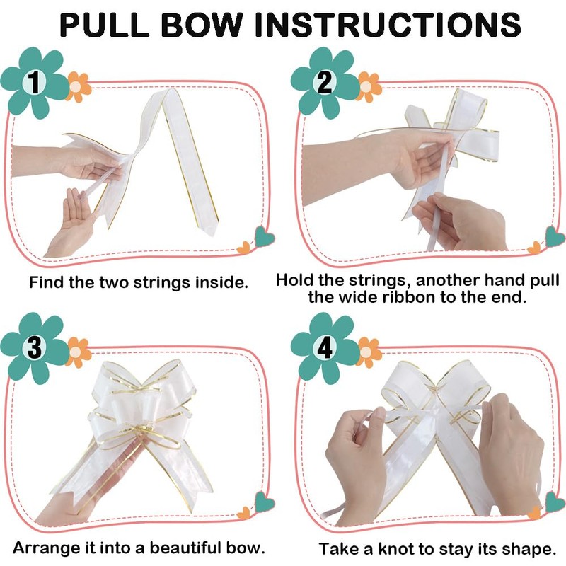 WEWILUCK Pink Pull Bows for Presents - 15PCS 6 Inch