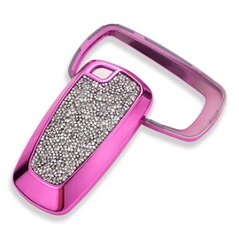 Royalfox 3 4 5 Buttons 3D Bling Diamonds Smart keyless Entry Remote Key Fob case Cover for 2017 2018 Ford Mustang Explorer Edge Fusion F150 F250 F350 F450 F550 (Pink)