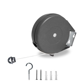 Automatic Retractable Washing Line, 15m PVC Rope, Grey, Indoor/Outdoor, 20.5x17.5x5cm, 600g