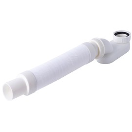 Cinsda Bathtub Shower Drain Pipe, Low Profile Flat 1 1/2 P Trap Kit Flexible Freestanding Tub Drain for Bath