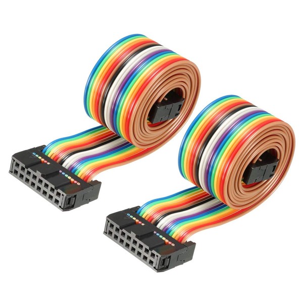 uxcell IDC Rainbow Wire Flat Ribbon Cable 16 Pins 66cm