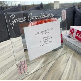 Great Granddaughter Landscape Frame Large 7” x 5” (Pink Hearts)