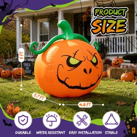 5FT Halloween Inflatables Pumpkin Outdoor Decorations Yard Decor