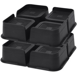 MYMULIKE Bed Risers 3 inch, Oversized Furniture Risers,Heavy-Duty Support Up to 6000 Lbs, Lift 3 inch for Couch, Sofa, Table,Chair (Black 8 Pack, 3 inch)