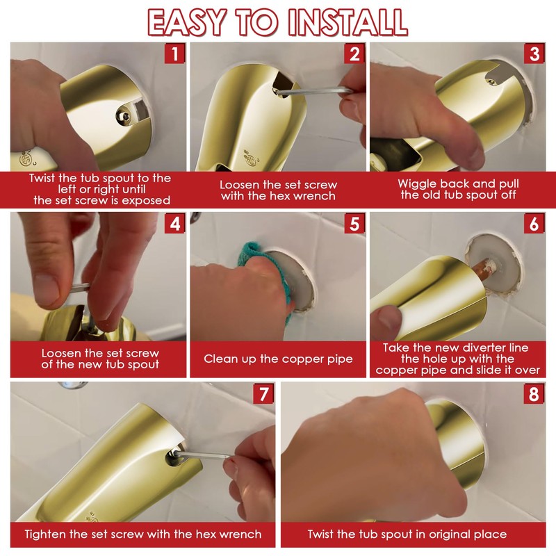 Enhon 1 Pack Slip on Tub Spout with Diverter Polished