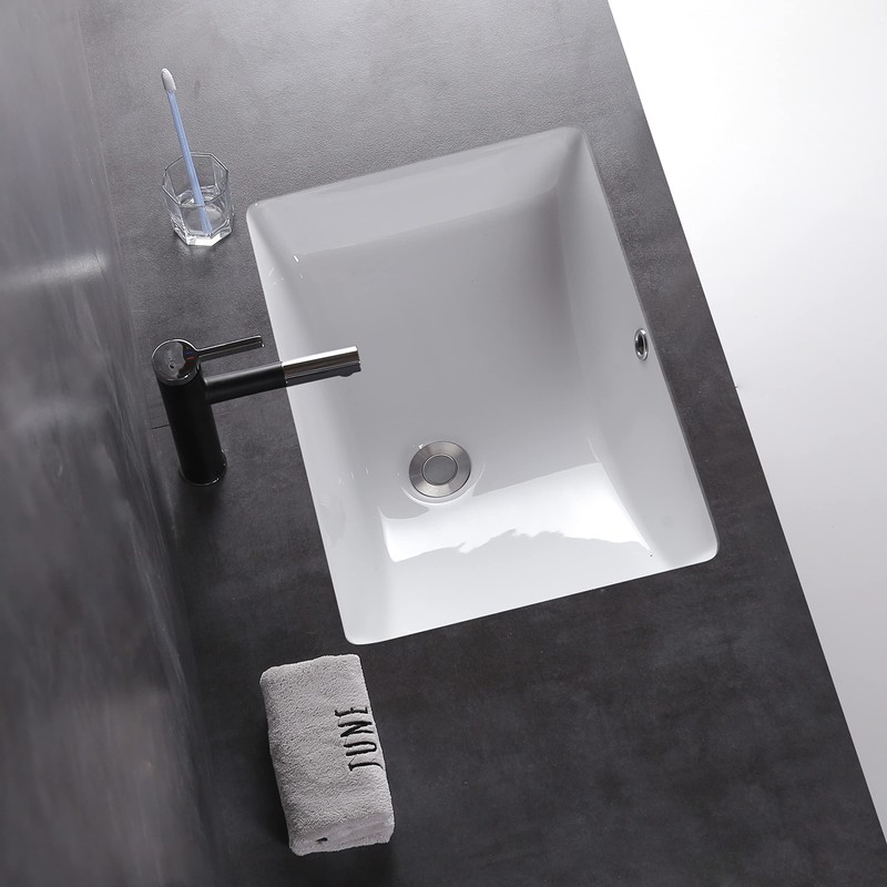 MEJE #202F -20.9 Inch Porcelain Undermount Bathroom Sink, Rectangle Lavatory