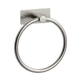 Ibergrif M34455A - Porta asciugamani adesivo, due metodi di installazione (adesivo e foratura), portasciugamani ad anello da bagno senza trapano, in acciaio inox, spazzolato