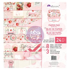 Prima Marketing Strawberry Milkshake Collection 12"x12" Paper Pad 24 Sheets W/Oil Details Journal Scrapbooking