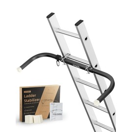 SMOQIO Ladder Stabilizer, Adjustable Ladder Standoff, Ladder Stabilizer for Roof Gutter Cleaning, Ladder Gutter Guard Accessories with White Anti-Slip Silicone Pad to Protect Wall