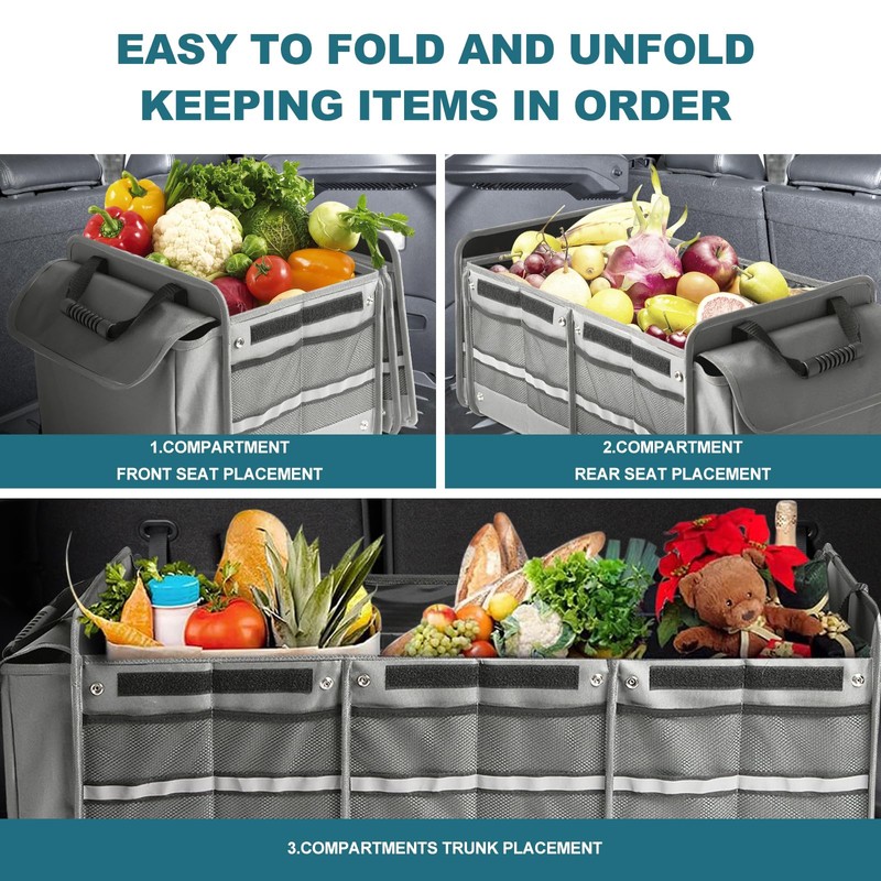 Snuopfy Car Trunk Organizer,115L Heavy Duty Collapsible Trunk Storage, with