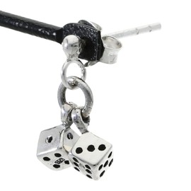 Shinjuku Ginokura Double Dice Charm Stud Earrings 1P for One Ear, 925 Silver Earrings, Studs, Swing, Dice, Gaming, Gambling