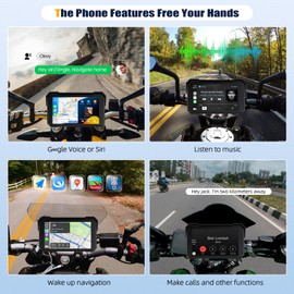 CarPlay Screen for Motorcycle,Portable Wireless Carplay/Android Auto for Motorcycle,5" IPS Waterproof Portable Radio GPS Display for Motorbike with Bluetooth,TF Port