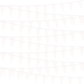 Krmkot 100 Ft White Pennant Banners Flags String 60 Pcs Hanging DIY Triangle Bunting Flags,Solid White Blank Banners Flags for Grand Opening,Birthday Party,Festival Celebration