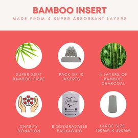 Bellissimo Baby™ Bamboo 4 Layer Inserts 10 Pack ☆ Super Soft Booster for Reusable Cloth Nappy Nappies…