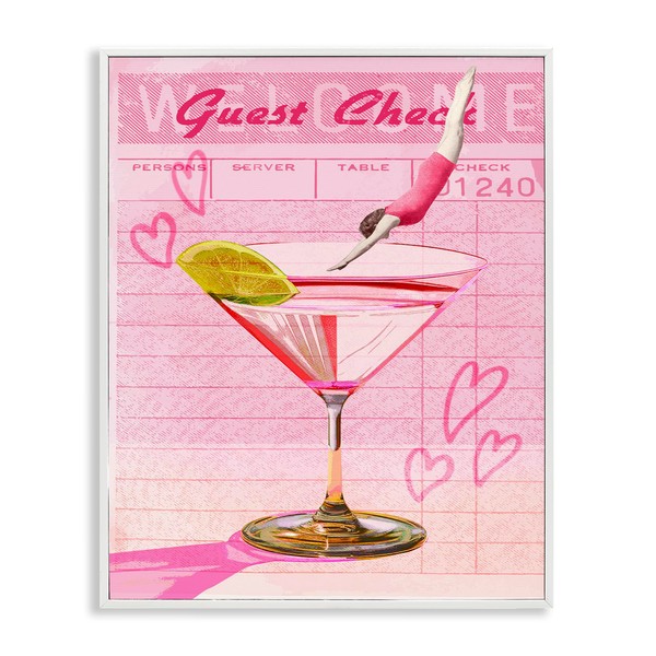 Stupell Industries Diver into Cocktail Guest Check White Framed Giclee