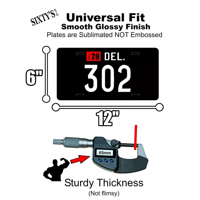 Sixtyskid Delaware Black License Plate (1942-1946) Design - "302"