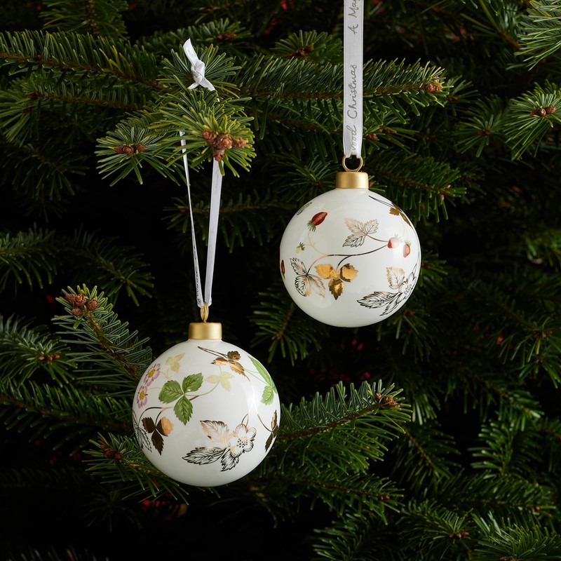 Wedgwood Holiday Ornaments Wild Strawberry, Pack of 2, Christmas Ornament,