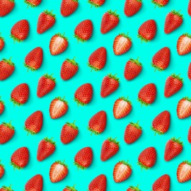 Cute Turquoise Strawberry Gift Wrap Premium Thick Wrapping Paper Strawberries Birthday Party Decoration (12 foot x 30 inch roll)