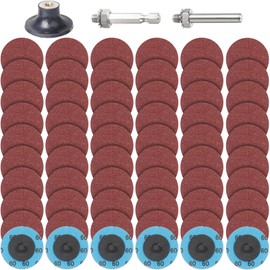 PMIQSA 63 Pcs Sanding Discs Set, 2 Inch / 50mm Quick Change Discs, Grit 60 for Die Grinder discs Surface Prep Burr Rust Paint Removal