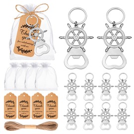 50 Pack Rudder Bottle Openers for Nautical Themed Baby Shower Wedding Bridal Shower Gifts for Guests, Birthday Nautical Gift for Sailor Boater, Stocking Stuffers for Men Friends Family Adults (Silver)