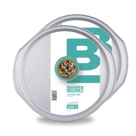 Baker's Secret 2pcs Pizza Pan for Oven 14", Baking Area 12", Aluminized Steel Pizza Baking Pan, 2 Layers Non-stick Coating Easy Release, Dishwasher Safe, Chemical Free No PFOA, PFAS, PFOS, and PTFE