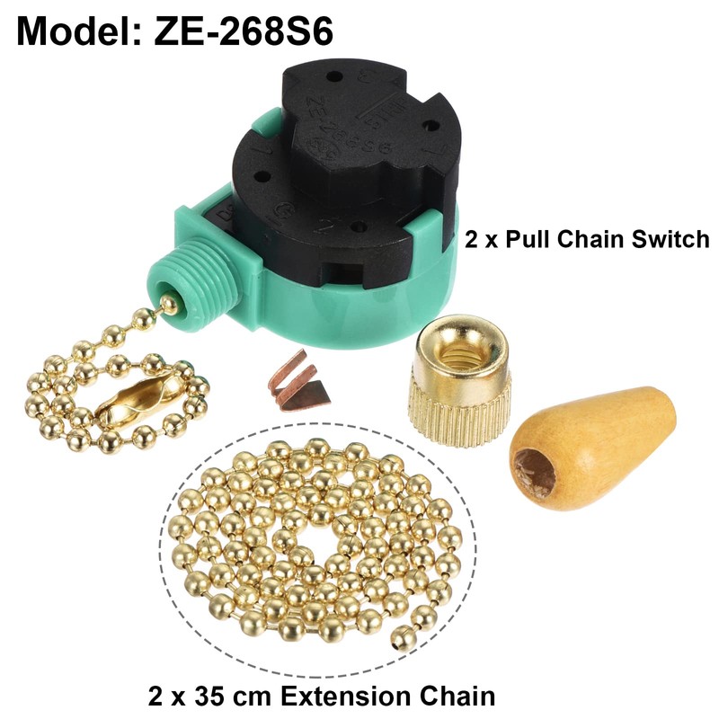 sourcing map Pull Chain Switch 3 Speed 4 Wire Replacement