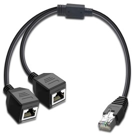 ukiism Ethernet Splitter 1 to 2, RJ45 Internet LAN Network Splitter Adapter 1 Male to 2 Female Suitable Cat5, Cat5e, Cat6, Cat7 LAN Socket Connector(Only One Port Works at a Time)