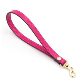 SHTGOI PU Leather Wrist Strap Key Ring Replacement Short Bracelet Bag Handles Leather Strap with Carabiner Hook Bag Strap for Handbags Purse Clutch Wristlet Purse Keychain Pouch Rose Red