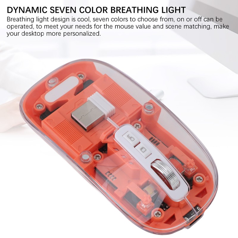Transparent Computer Mouse 2.4G BT1 BT2 Tri Mode USB Rechargeable