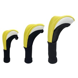 Golf Club Head Covers for Fairway Woods Driver Hybrids 3 Pieces Long Neck Mesh Sports Fan Golf Club Headcovers Set with Interchangeable No. Tags 3 4 5 6 7 X Golf Accessories for Men Women.