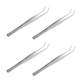 Aoje-Link Stainless Steel Tweezers with Curved Serrated Tip Sewing Machine Electronic Repair Tweezers Pliers Multi-Purpose Tweezers Tool Pliers Silver 4pcs