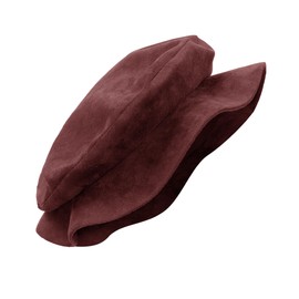 FURPHI Medieval Tudor Flat Cap Faux Suede Hat Renaissance Ren Faire Costume Accessories for Men Women (Red)