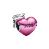 polengju Pink 2024 Graduation Cap Heart Charms for Women Bracelet