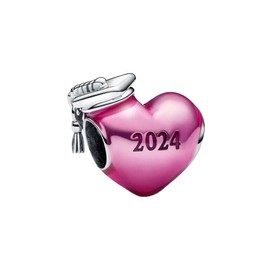 polengju Pink 2024 Graduation Cap Heart Charms for Women Bracelet Necklace 925 Sterling Silver with 6A Cubic Zirconia,Mother's Day Birthday Christmas