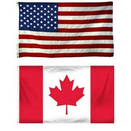 LuxMart Premium 12X18 12"X18" Wholesale Combo USA American & Canada Canadian Flag Grommets